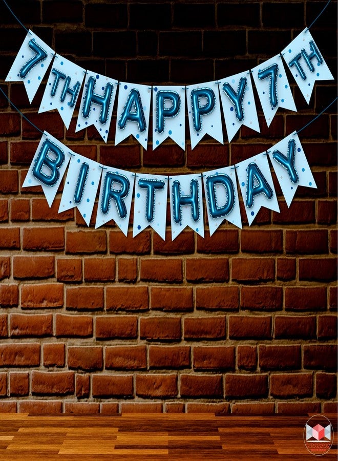 Wobbox 7th Happy Birthday Banner, 7th Happy Birthday Decoration Items (Blue) (FP4542) - Image 1